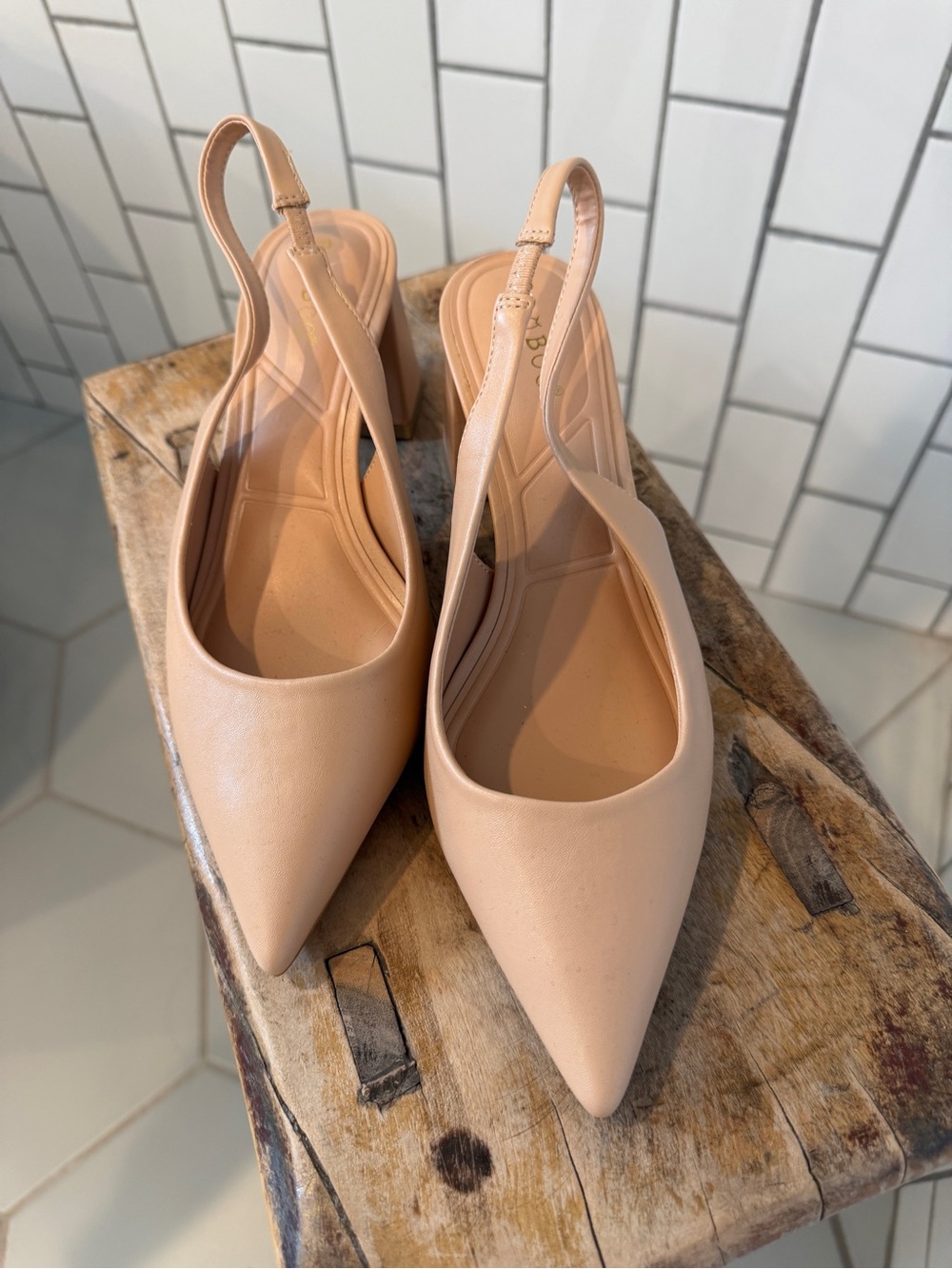 Nude Pointed-Toe Slingback Flats - Women Shoes